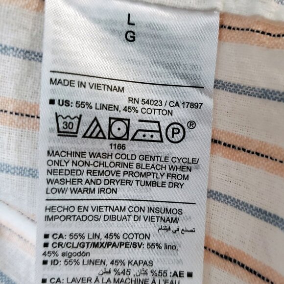 Old Navy Regular Fit Everyday Linen Blend Striped Shirt Size L - Picture 11 of 16